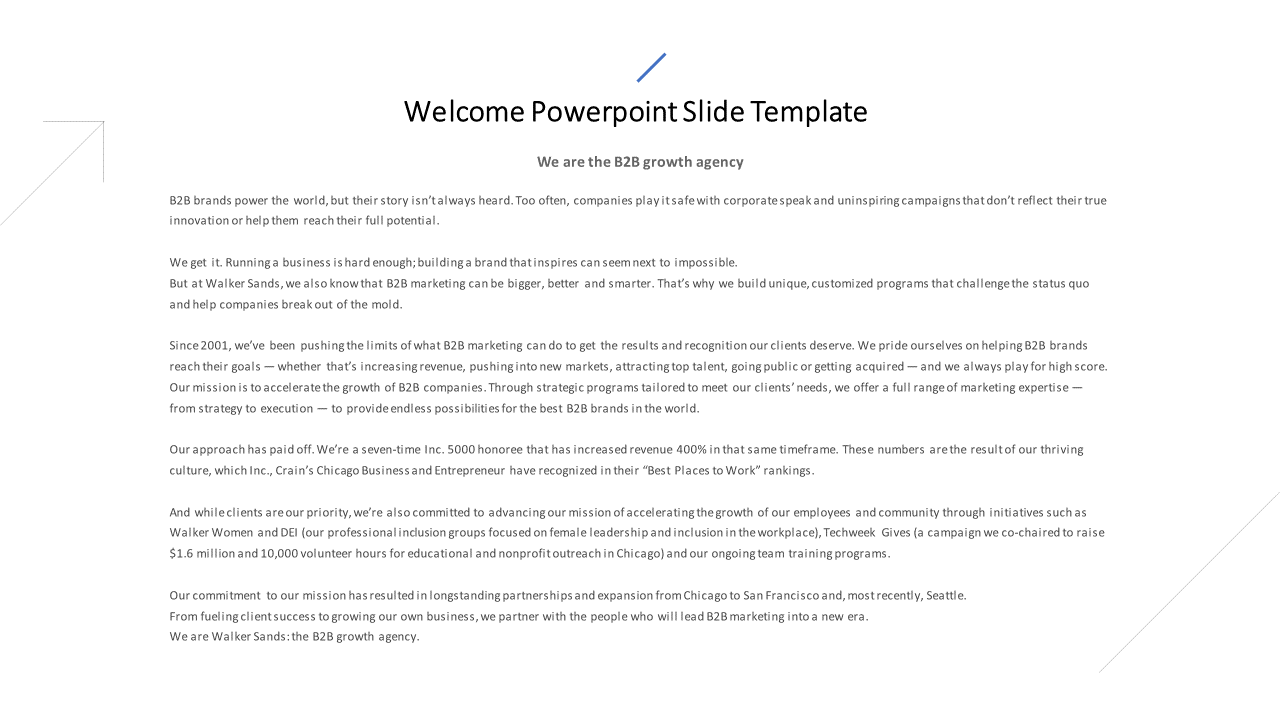 Creative Welcome PowerPoint Slide Template-Text Model